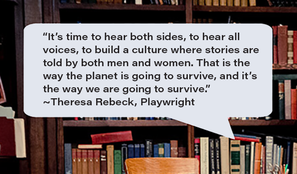 Quote regarding gender parity in the arts. Renaissance Theaterworks promotes the work of women in theater onstage and off.